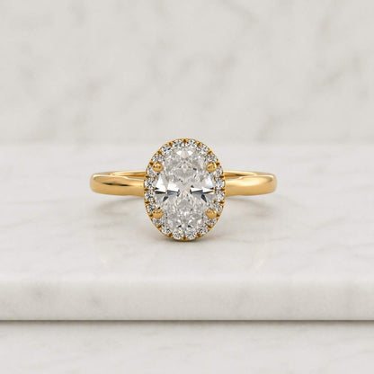 2.00ct Oval Cut Lab Grown Diamond Halo Engagement Ring, Solid Gold Oval Diamond Ring, Vintage Inspired Ring, Promise Ring, IGI Certified