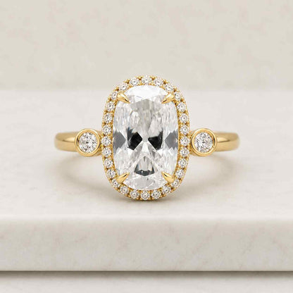 oval ring halo ring gold ring statement ring engagement ring bridal ring solitaire ring three stone ring bezel accent ring center stone ring luxury ring fine jewelry women ring