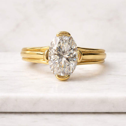 Oval Diamond Ring Lab Grown Diamond Ring Solitaire Ring for Proposal Classic Simple Diamond Ring Oval Lab Diamond Ring 10k 14k 18k Gold Ring