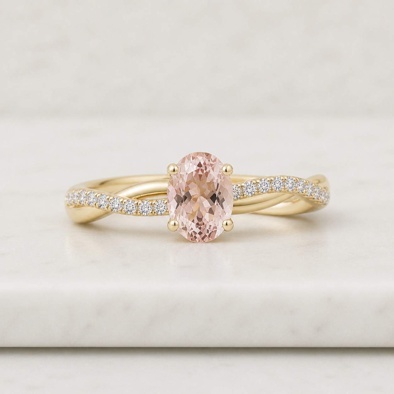 oval lab grown diamond twisted pave wedding ring, oval engagement ring for her, certified diamond ring for women, anniversary gift ring