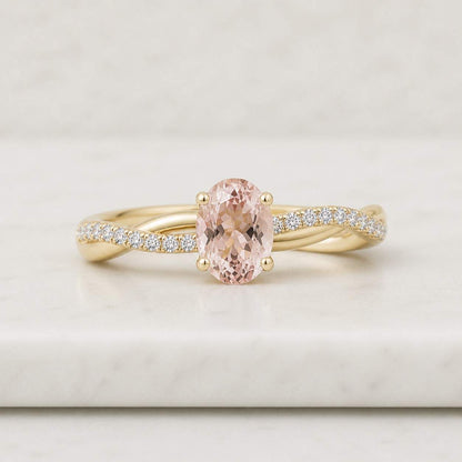 Oval Lab Grown Diamond Twisted Pave Wedding Ring, Oval Engagement Ring for Her, Certified Diamond Ring for Women, Anniversary Gift Ring