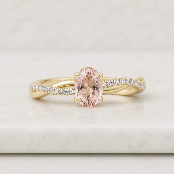 Oval Lab Grown Diamond Twisted Pave Wedding Ring, Oval Engagement Ring for Her, Certified Diamond Ring for Women, Anniversary Gift Ring