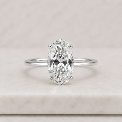 Oval Diamond Engagement Ring Lab Grown Diamond Solitaire Ring Wedding Anniversary Gifts Simple Diamond Ring for Proposal 10k 14k 18k Gold