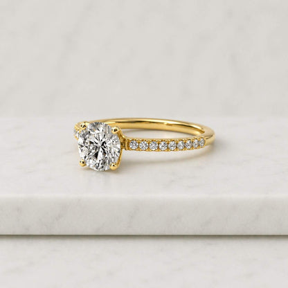 Round Cut Moissanite Halo Engagement Ring, Floral Art Deco Design With Pave Band Proposal Ring, Anniversary Ring For Wife, Bridesmaid Gift