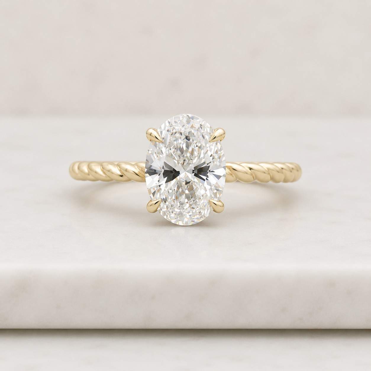 oval ring solitaire ring engagement ring gold ring twisted band rope band oval solitaire four prong ring promise ring bridal ring women ring fine jewelry