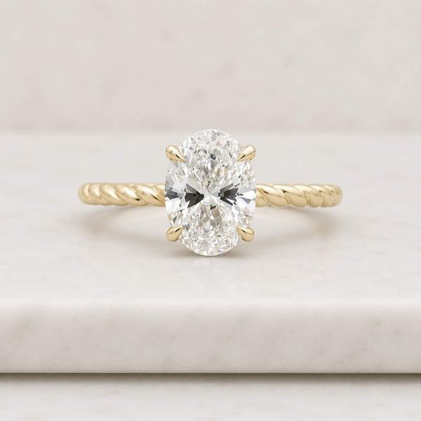 oval ring solitaire ring engagement ring gold ring twisted band rope band oval solitaire four prong ring promise ring bridal ring women ring fine jewelry