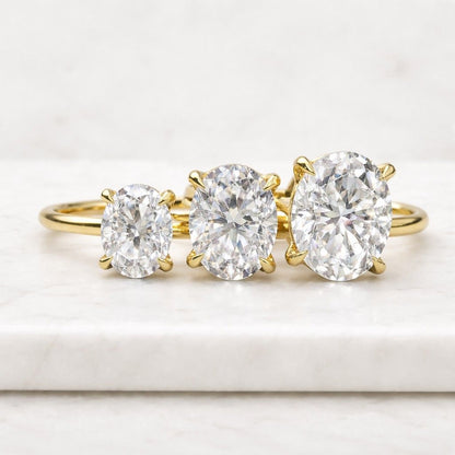 3.0 Ct Oval Cut Lab Grown Diamond Ring, CVD Diamond Engagement Ring, 14K Yellow Gold Solitaire Ring, Minimalist Bridal Jewelry