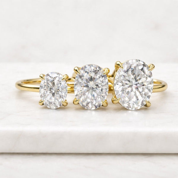 3.0 Ct Oval Cut Lab Grown Diamond Ring, CVD Diamond Engagement Ring, 14K Yellow Gold Solitaire Ring, Minimalist Bridal Jewelry