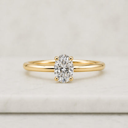 Oval Lab Diamond Engagement Ring Hidden Halo Solitaire Ring Big Diamond Proposal Ring IGI Certified Diamond Wedding Ring Her 4 Claw Prongs