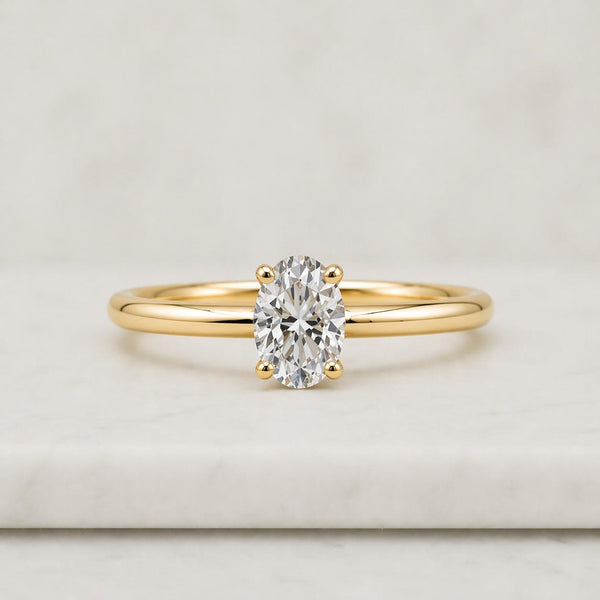 Oval Lab Diamond Engagement Ring Hidden Halo Solitaire Ring Big Diamond Proposal Ring IGI Certified Diamond Wedding Ring Her 4 Claw Prongs