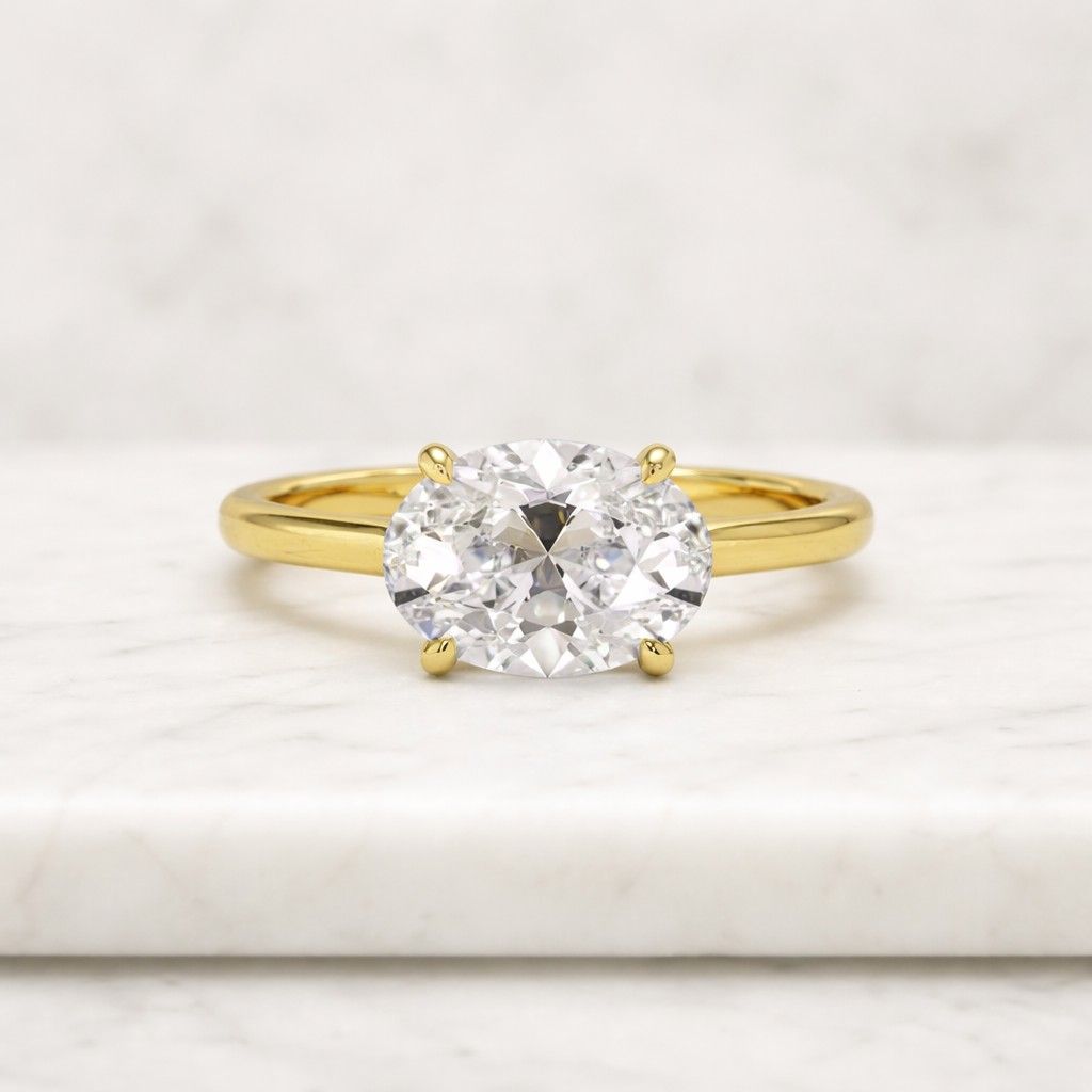 classic oval moissanite engagement ring | 14k gold solitaire proposal ring | dainty wedding & anniversary ring for her
