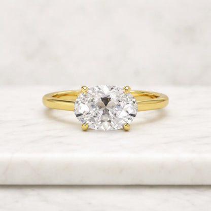 Classic Oval Moissanite Engagement Ring | 14K Gold Solitaire Proposal Ring | Dainty Wedding & Anniversary Ring for Her

