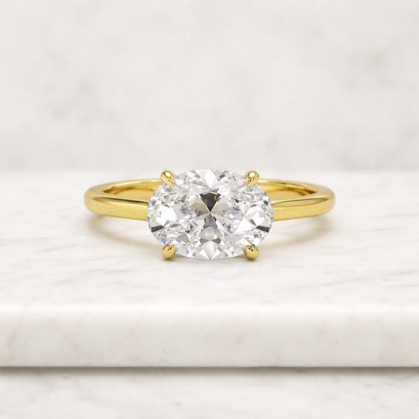 Classic Oval Moissanite Engagement Ring | 14K Gold Solitaire Proposal Ring | Dainty Wedding & Anniversary Ring for Her

