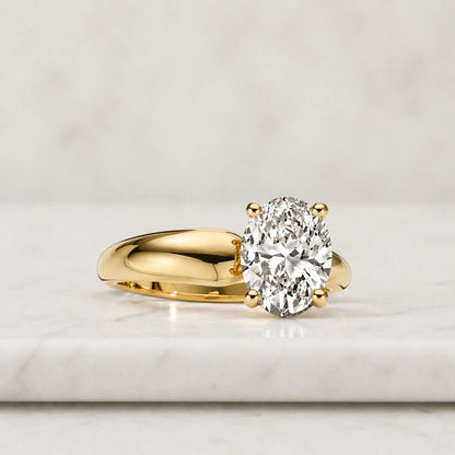 Oval Lab Grown Diamond Engagement Ring East to West Wedding Ring 1st Anniversary Ring Gift for Wife Horizontal Diamond Ring for Proposal
