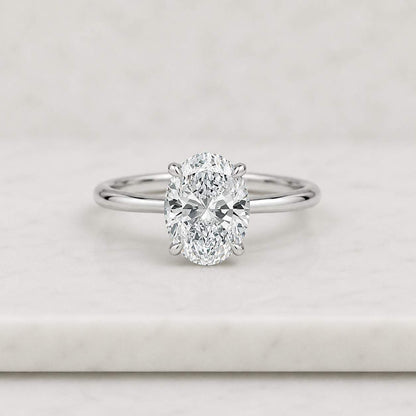 2.5 CT Oval Cut Lab Grown Diamond Engagement Ring IGI Certified 14K Solid Gold Hidden Halo Solitaire Bridal Wedding Ring Anniversary Gift
