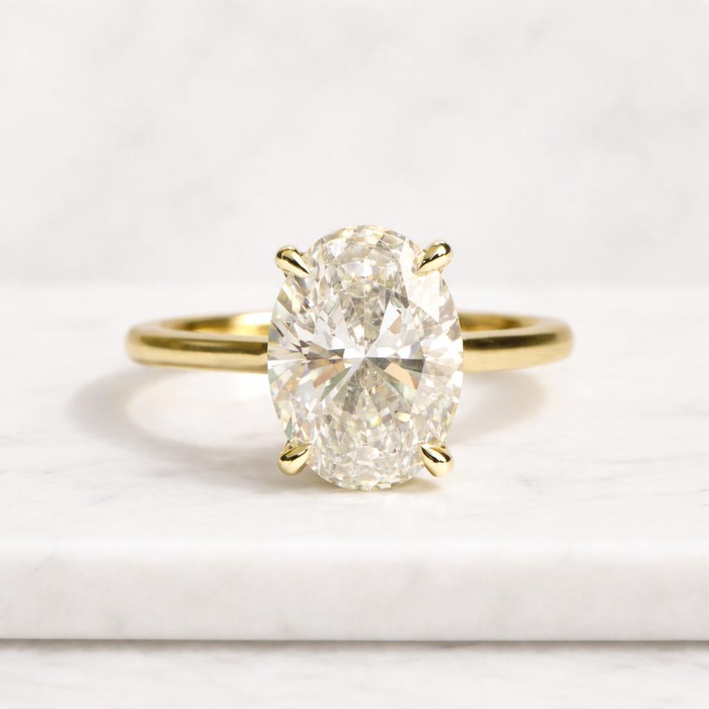1.5 Ct Oval Cut Lab Created Diamond Engagement Ring - Classic Solitaire Gold Ring - Minimalist Promise Ring for Her - Ring for Women
