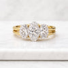 Moval Cut Lab Grown Diamond Three Stone Engagement Ring