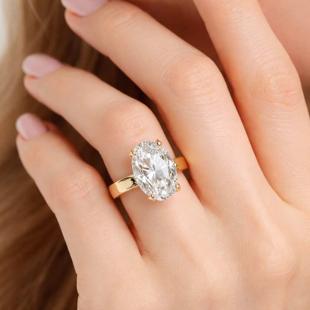 solid gold solitaire oval cut moissanite engagement ring, anniversary ring for women
judith 
