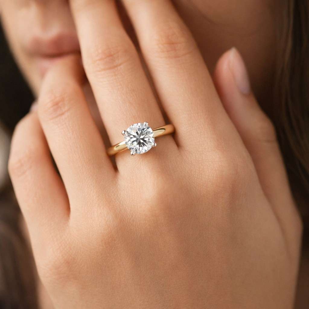 1 carat lab diamond solitaire ring, 14k gold classic 6 prong round diamond engagement ring, round cut ethical diamond jewelry, igi certified