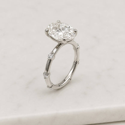 Oval Lab Grown Diamond Engagement Ring 14K Rose Gold Moissanite Solitaire Propose Ring Classic Simple Bridal Stackable Ring Anniversary Gift