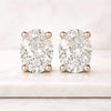 Oval Cut Lab Grown Diamond Stud Earrings in 14K Rose Gold