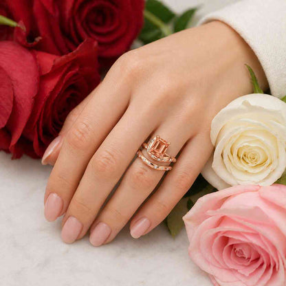 Emerald cut Lab Grown Diamond, Cuff Ring, Open Gap Ring, Engagement Ring Perfect, Matching Band Wrap Around Ring, Open Stacking Wedding Band