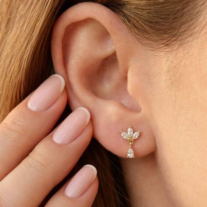 Pear and Marquise Cut Moissanite Dangle Drop Earrings, Moissanite Bridal Stud Earrings, S925 sterling silver Drop Earrings, Women's Earrings
