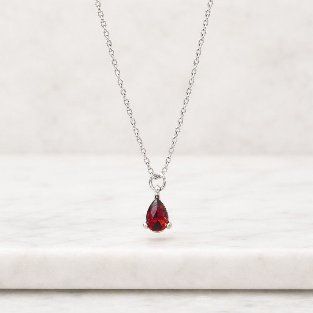 pear cut necklace red jewel necklace gemstone jewelry gold chain necklace petite necklace bezel pendant prong pendant tiny ruby necklace birthstone necklace