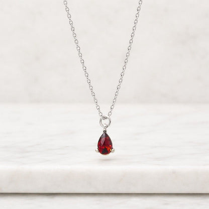 pear cut necklace red jewel necklace gemstone jewelry gold chain necklace petite necklace bezel pendant prong pendant tiny ruby necklace birthstone necklace