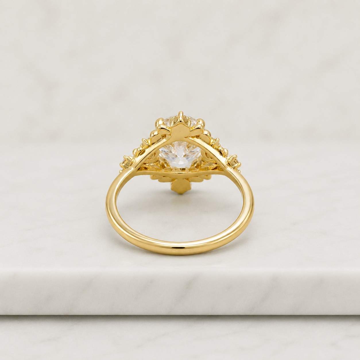 Oval Cut Lab Grown Diamond Cluster Engagement Ring, IGI Certified Diamond, 14K Gold Floral Inspired Bridal Jewelry, Wedding Gift For Women
