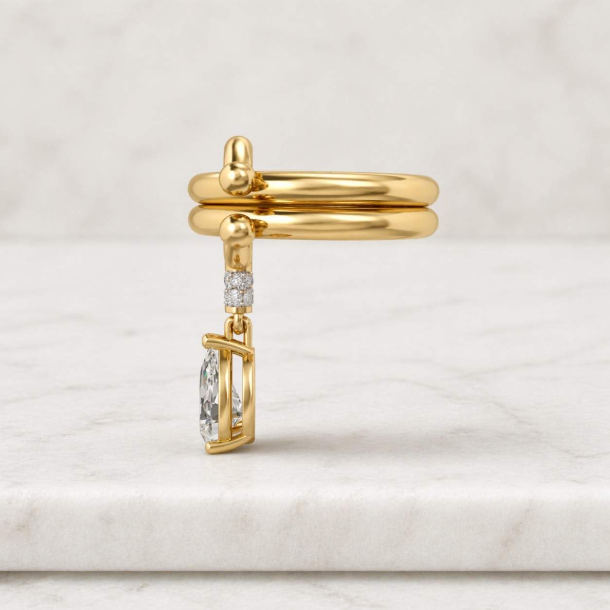 elegant pear cut lab grown diamond dangle charm ring 14k gold minimalist solitaire promise stacking dainty fine jewellery gift for women