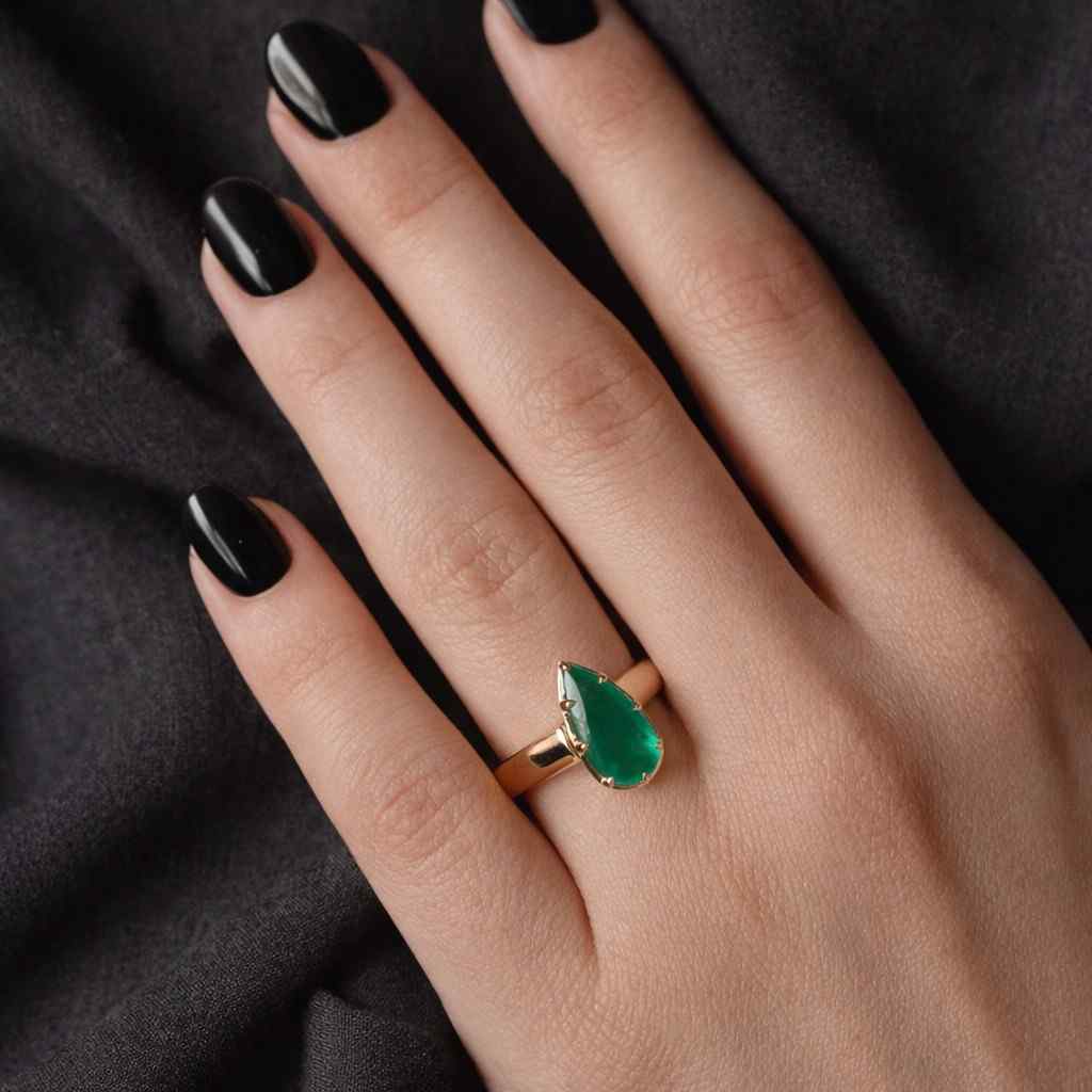 pear gemstone ring emerald jewelry green emerald ring gold emerald ring solitaire jewelry pear cut ring artisan jewelry bridal ring engagement ring promise ring cocktail ring