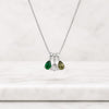 Pear Cut Multi Gemstone Teardrop Necklace in White Gold