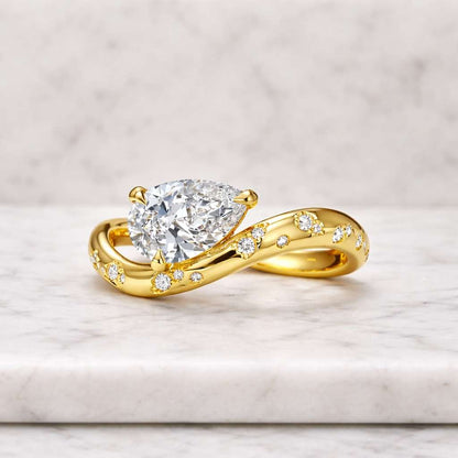 pear ring gold ring engagement ring solitaire ring statement ring wrap ring bypass ring twisted band curved ring open ring promise ring bridal ring