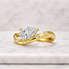 Pear Cut Lab Grown Diamond Curved Band Engagement Ring
