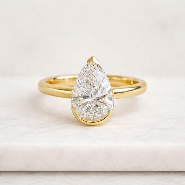 pear ring gold ring solitaire ring teardrop ring bezel ring thin band ring promise ring women ring elegant ring handmade ring