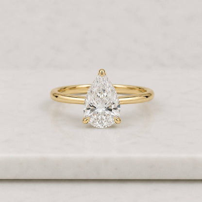 Pear Diamond Engagement Ring Solitaire Pear Ring Genuine Certified Lab Grown Diamond Ring 0.50 to 3.00 CT Pear Diamond Proposal Ring for Her
