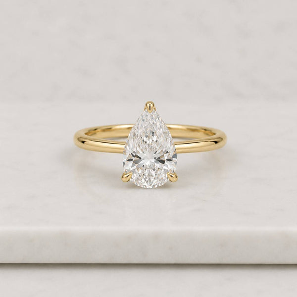 Pear Diamond Engagement Ring Solitaire Pear Ring Genuine Certified Lab Grown Diamond Ring 0.50 to 3.00 CT Pear Diamond Proposal Ring for Her
