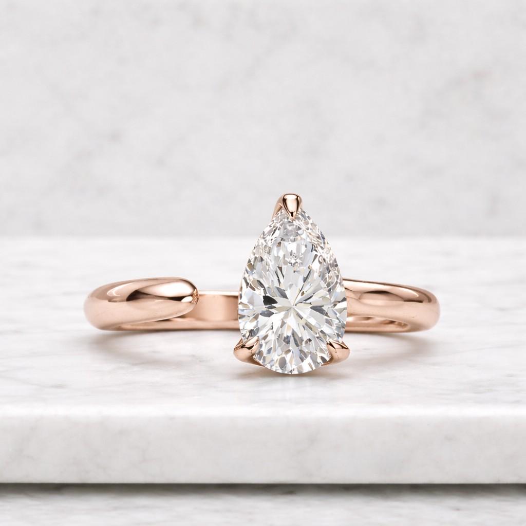 Pear Diamond Engagement Ring Solitaire Pear Ring Genuine Certified Lab Grown Diamond Ring 0.50 to 3.00 CT Pear Diamond Proposal Ring for Her
