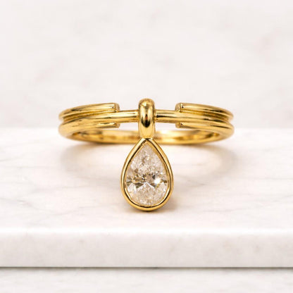 pear ring teardrop ring gold ring bezel ring statement ring stacking ring open ring layered ring split band ring modern ring dainty ring minimal ring elegant ring womens ring