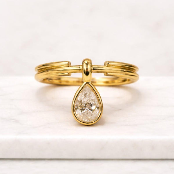pear ring teardrop ring gold ring bezel ring statement ring stacking ring open ring layered ring split band ring modern ring dainty ring minimal ring elegant ring womens ring
