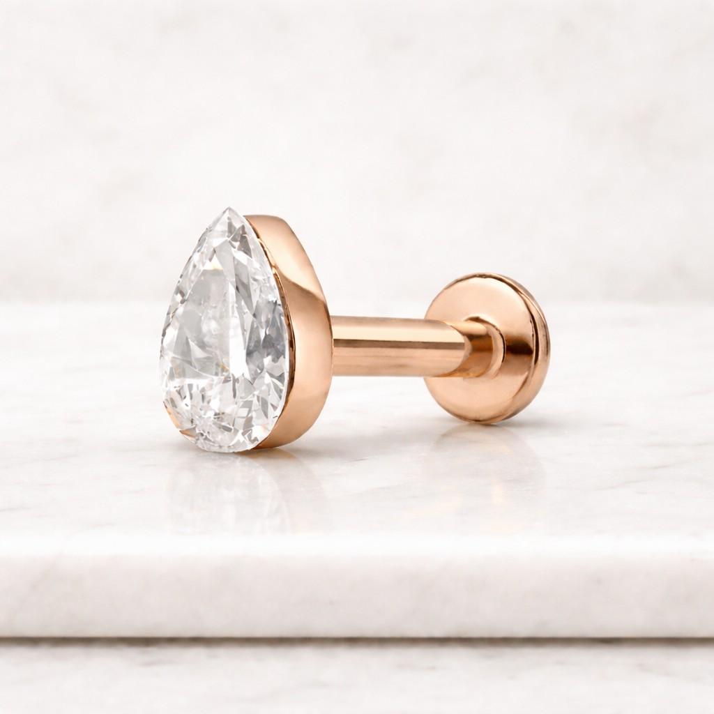 pear shape stud drop shape piercing flatback earring cartilage stud tragus stud helix stud conch stud lobe piercing gold piercing crystal piercing