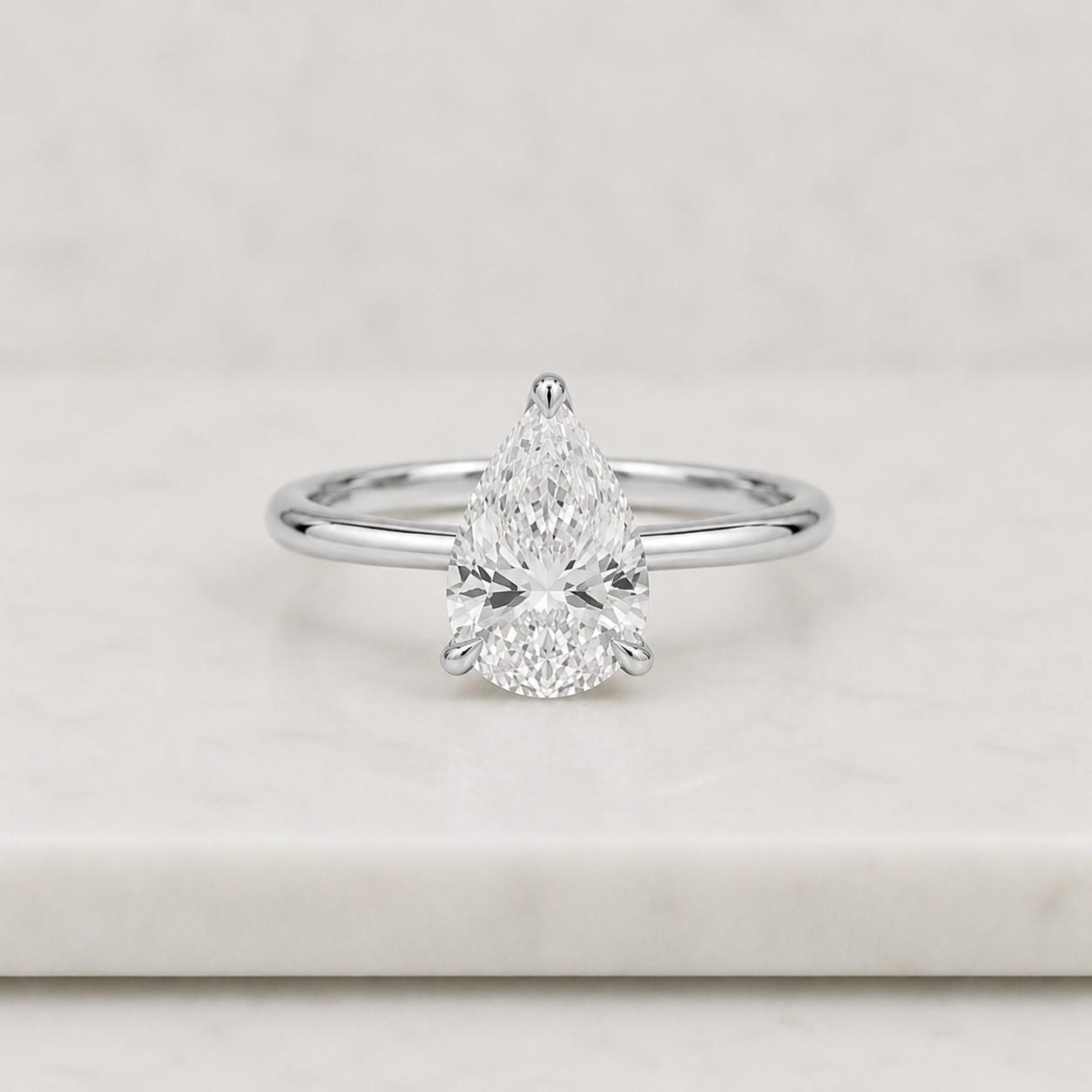 2 carat pear shape lab grown diamond engagement ring 14k rose gold igi certified, solitaire 3 prongs, pear cut diamond ring, wedding ring
