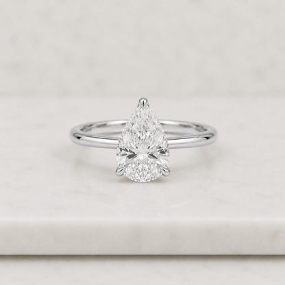 2 Carat Pear Shape Lab Grown Diamond Engagement Ring 14k Rose Gold IGI Certified, Solitaire 3 prongs, Pear Cut Diamond Ring, Wedding Ring
