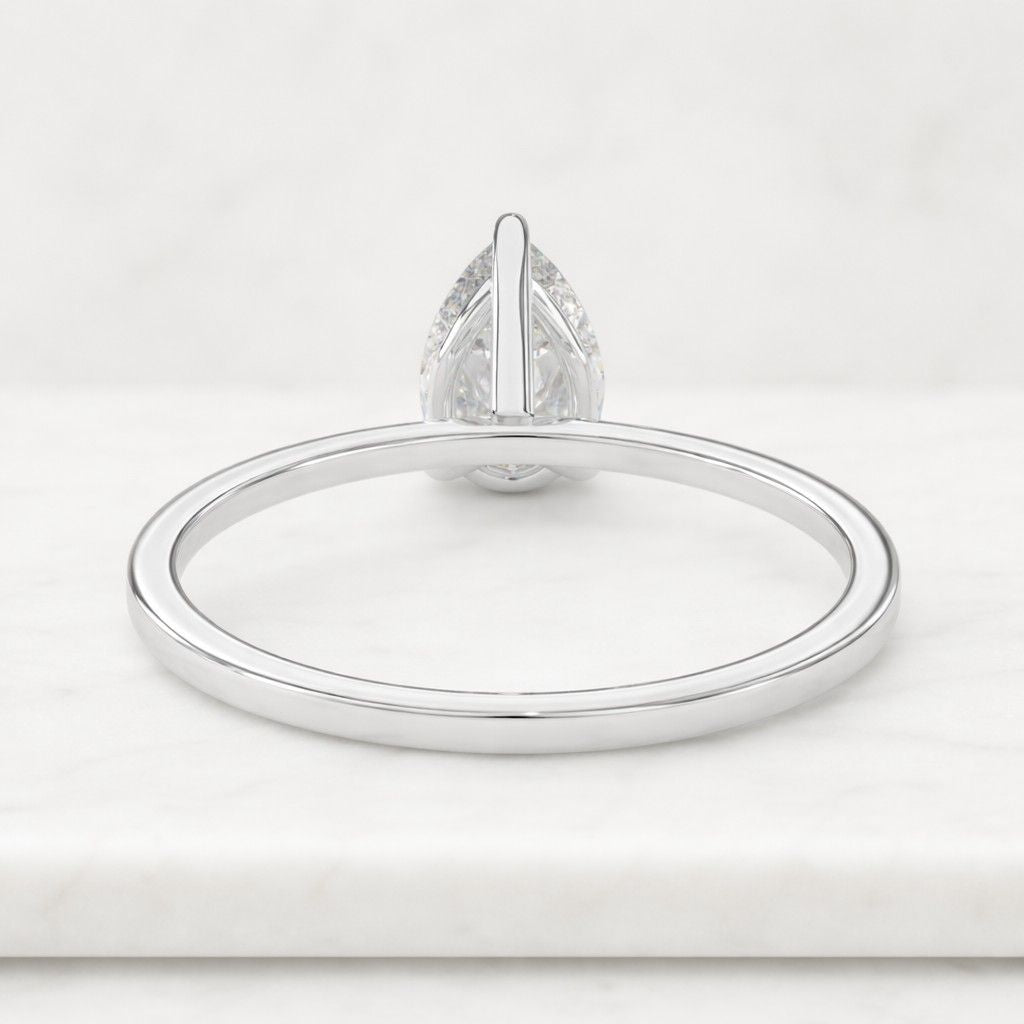 pear shaped ring pear solitaire pear engagement pear diamond ring tear drop ring skinny band ring solitaire jewelry bridal jewelry