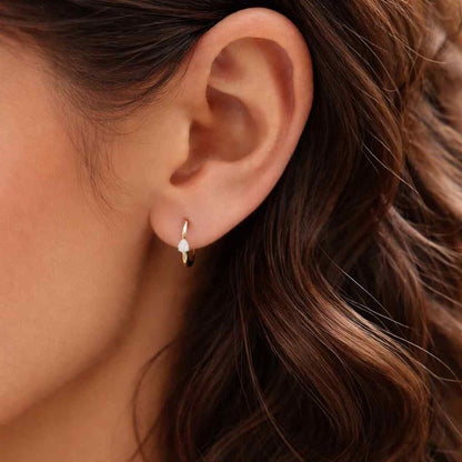 pear stone earrings gold huggie earrings gemstone earrings luxury hoop earrings dainty jewelry fine earrings