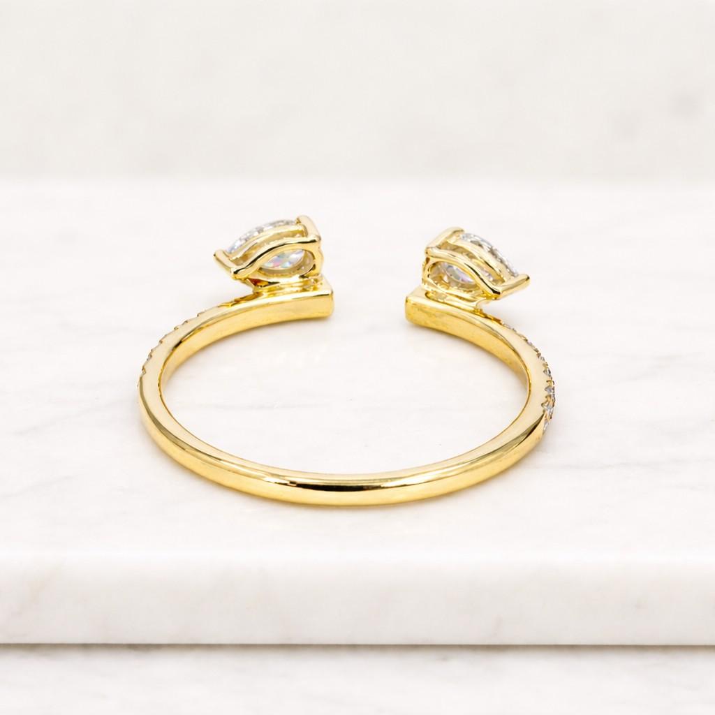 Pear Lab Grown Diamond Cuff Ring Custom Open Gap Ring Engagement Ring Perfect Matching Band Wrap Around Ring Open Stacking Wedding Band
