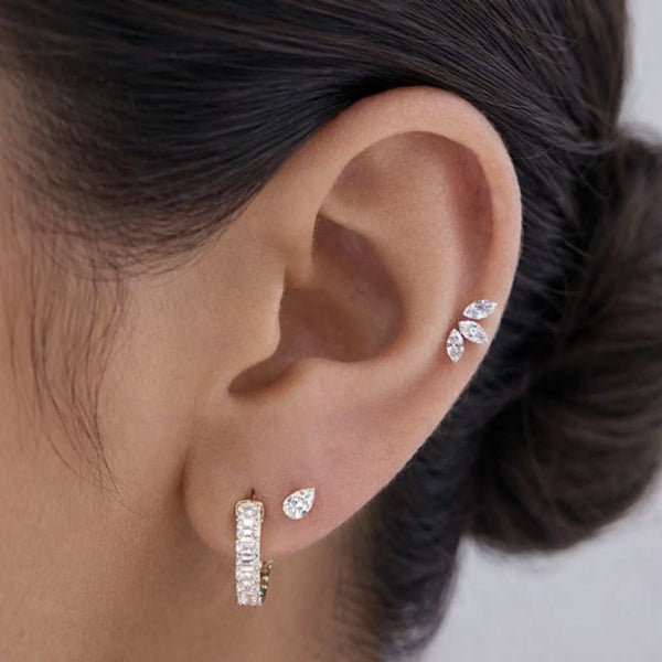 pear stud piercing flat back stud gold labret stud teardrop stud cartilage jewelry helix piercing tragus jewelry