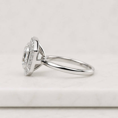 Asscher Cut Diamond Hidden Halo Ring Lab Grown Diamond Ring Step Cut Diamond Anniversary Ring Wedding Ring for Bride
