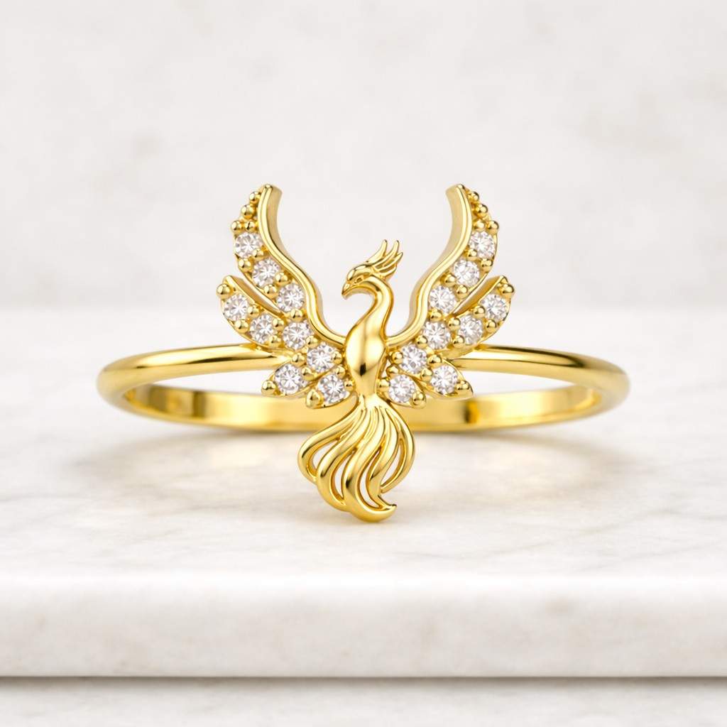 18k 14k 9k phoenix firebird signet ring, solid gold phoenix ring, phoenix rising ring, rebirth renewal phoenix jewelry, women men signet
